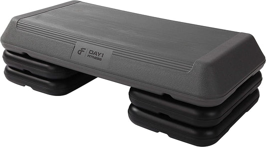D1F Aerobic Exercise Adjustable Step Platform-28” Circuit Size Step or 42”Health Club Size with Adjustable Risers - Additional Riser Options Available, Non-Slip and Shock Absorbing Surface