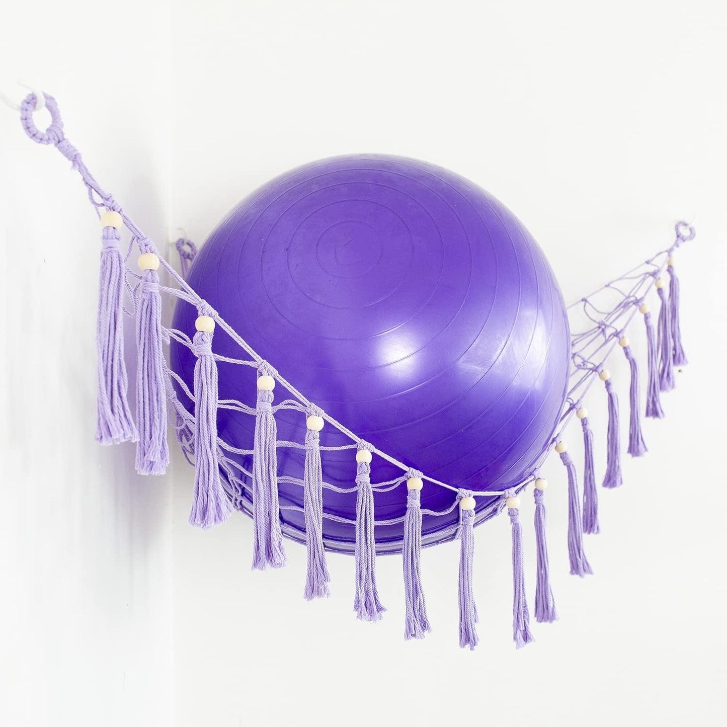Diocos Exercise Ball Holder Yoga Ball Rack Corner Hanging Storage Net or Hammock for Fitness Ball Balance Ball Organizer Pregnancy Stability Ball Swiss Balance Ball for Yoga Studio and Gym