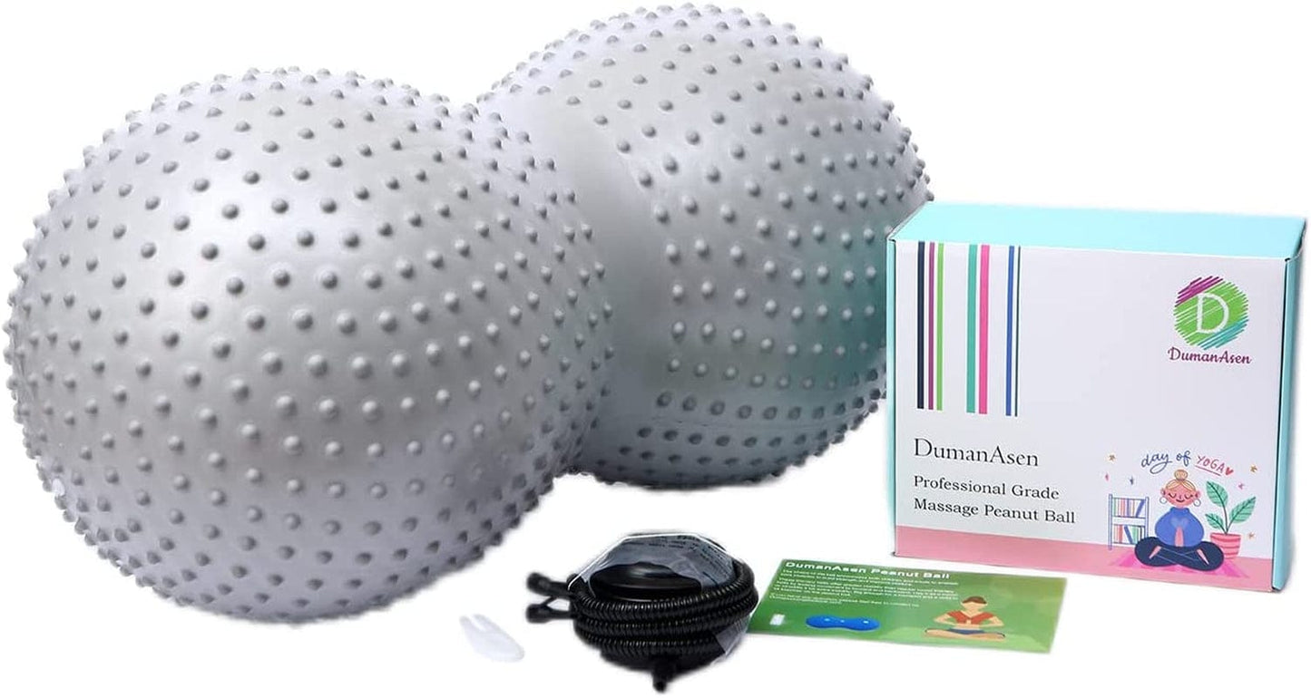 Dumanasen Peanut Ball with Tactile Nodules, anti Burst Exercise Ball for Labor Birthing, Physical Therapy, Yoga Ball for Kids, Core Strength, Home & Gym Fitness - Quick Pump Included