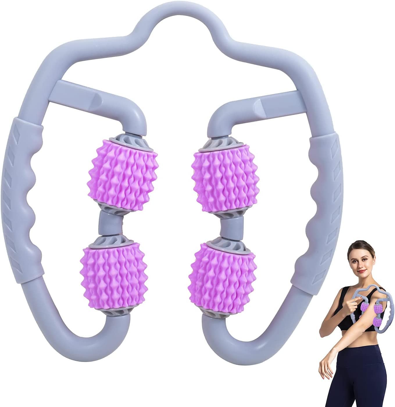 Muscle Roller, Trigger Point Muscle Roller for Calves, Leg, Arms, Tennis Elbow and Golfer Elbow, Foam Roller Deep Massage Tool for Relieve Muscle Soreness, Stiffness and Tight Muscles (Purple)