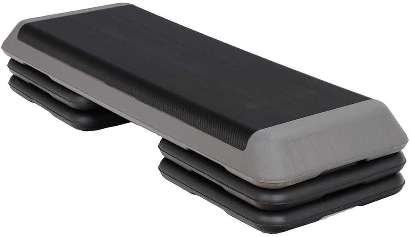 Oteymart 43 Inches Aerobic Step Platform Stepper Height Adjustable for Exercise Workout Step Platform W/ 4 Risers Trainer, Black