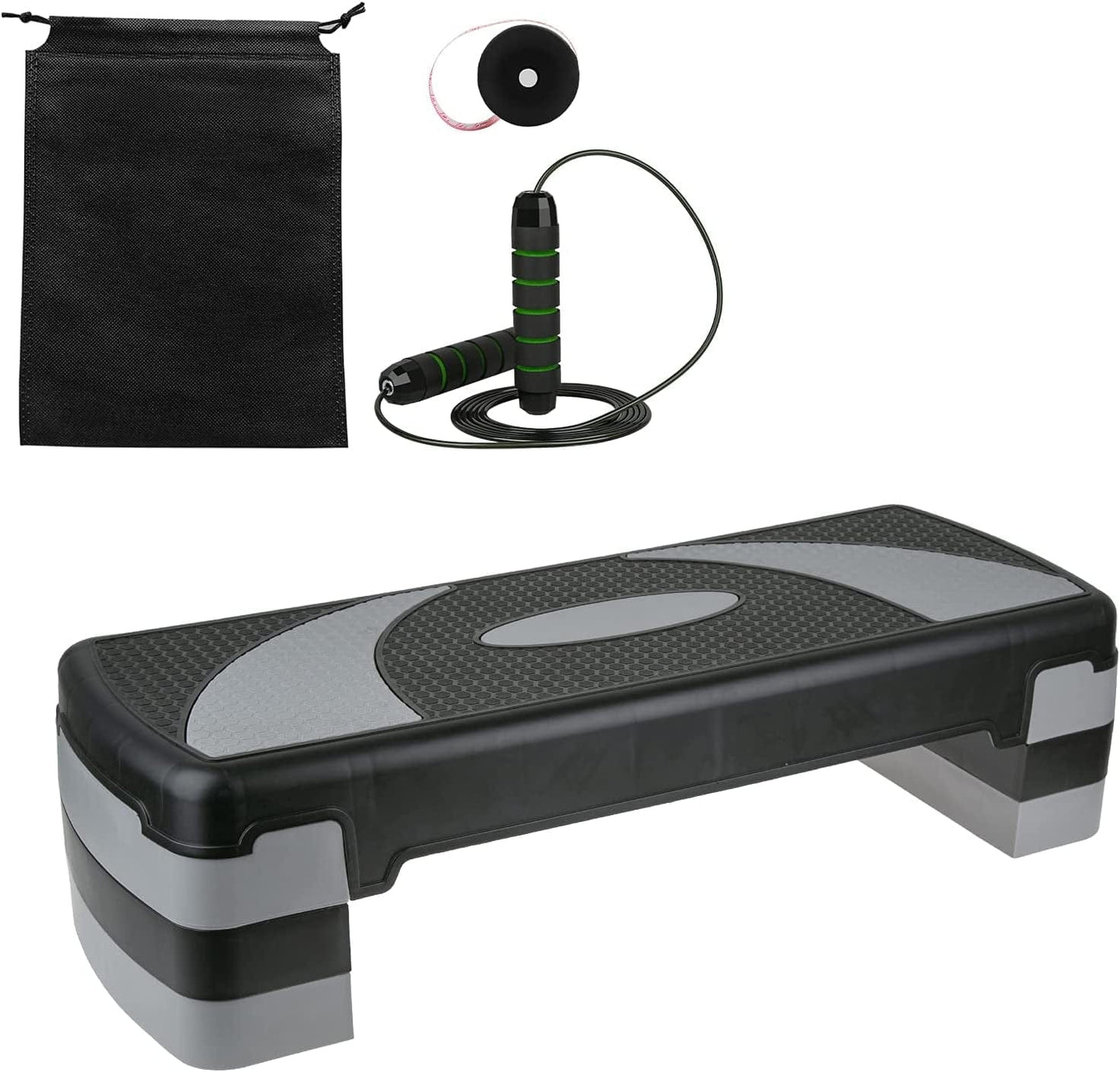 RAINYEAR Aerobic Steppers for Exercise Non Slip, Adjustable Fitness Step Platform Step Board for Home Gym Workout, 31" Step Deck Step Bench with 4 Removable Risers, 550Lb Weight Capacity