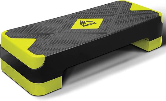 RBX Aerobic Step Platform with Non-Slip Textured Surface -2-Level Adjustable Steppers for Exercise, Compact, Lightweight, Easy-To-Store Exercise Step & Fitness Step Bench