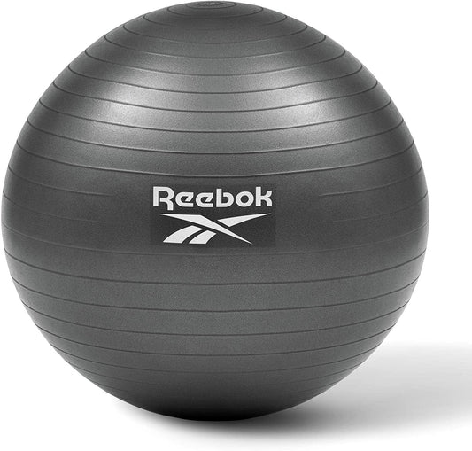 Reebok Gymball - Exercise Ball with Dual Textured Non-Slip Surface for Maximum Grip - for Core Workout, Improving Stability, and Posture at Home or the Gym - Pump Included