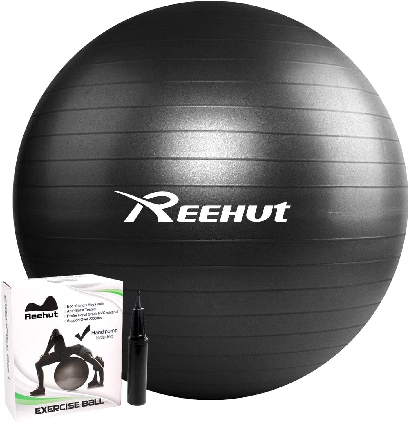 REEHUT Exercise Ball (55Cm,65Cm,75Cm) for Fitness,Anti-Burst Yoga Ball Office Chair,Balance Ball,Extra Thick Stability Ball for Home, Gym,Physical Therapy, Pregnancy Quick Pump Included