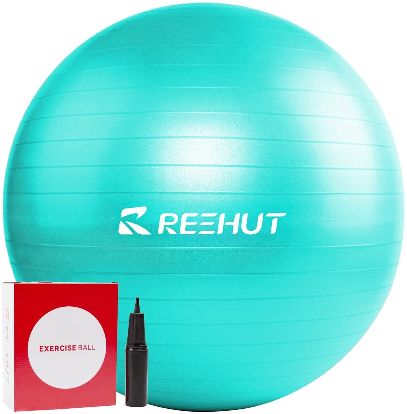 REEHUT Exercise Ball (55Cm,65Cm,75Cm) for Fitness,Anti-Burst Yoga Ball Office Chair,Balance Ball,Extra Thick Stability Ball for Home, Gym,Physical Therapy, Pregnancy Quick Pump Included