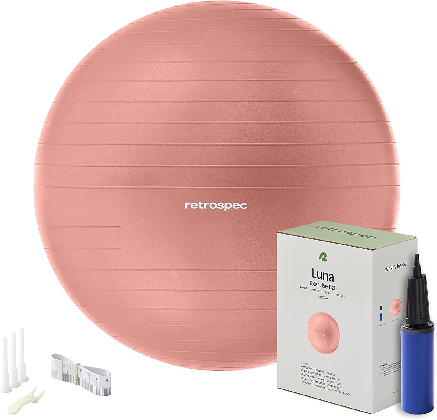 Retrospec Luna Exercise Ball, Base & Pump/Ball & Pump with Anti-Burst Material