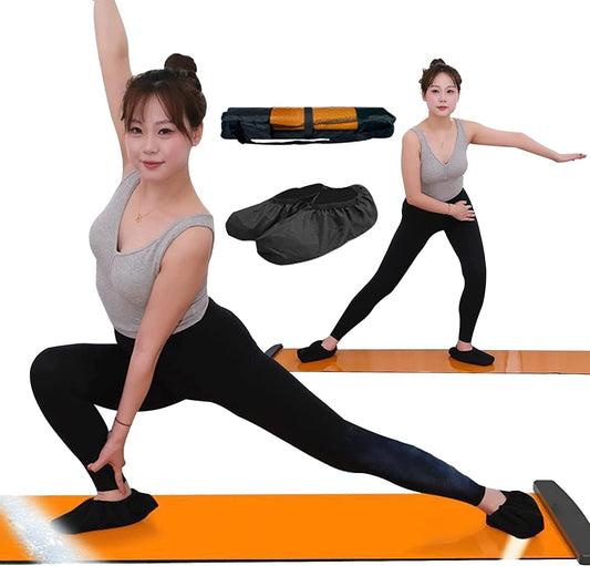 REVIAM Pelvic Floor Muscle Trainer Portable Skating Training Board Fitness Training Sliding Blanket for Cardio Workout Tone Legs Glutes Core Muscles (Color : Suction Cup Style, Size : 1.6M)