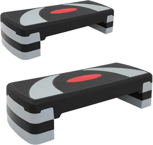 Saicool 30 Inch Fitness Aerobic Exercise Step Adjustable Workout Step Platform for Step up Adjust 4In - 6In - 8In Trainer Workout Stepper with Risers Gym Bench at Home Household Fitness Equipment