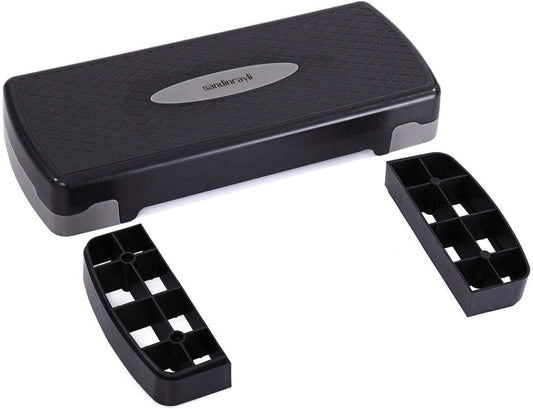 Simply-Me 27" Adjustable Fitness Stepper Workout Aerobic Stepper Exercise Step Platform Trainer Stepper with Risers 4" - 6",Black & Gray