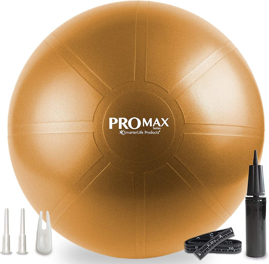 Smarterlife PRO MAX Workout Exercise Ball for Fitness, Yoga, Balance, Stability, or Birthing, Great as Yoga Ball Chair for Office or Exercise Gym Equipment for Home, Non-Slip Design
