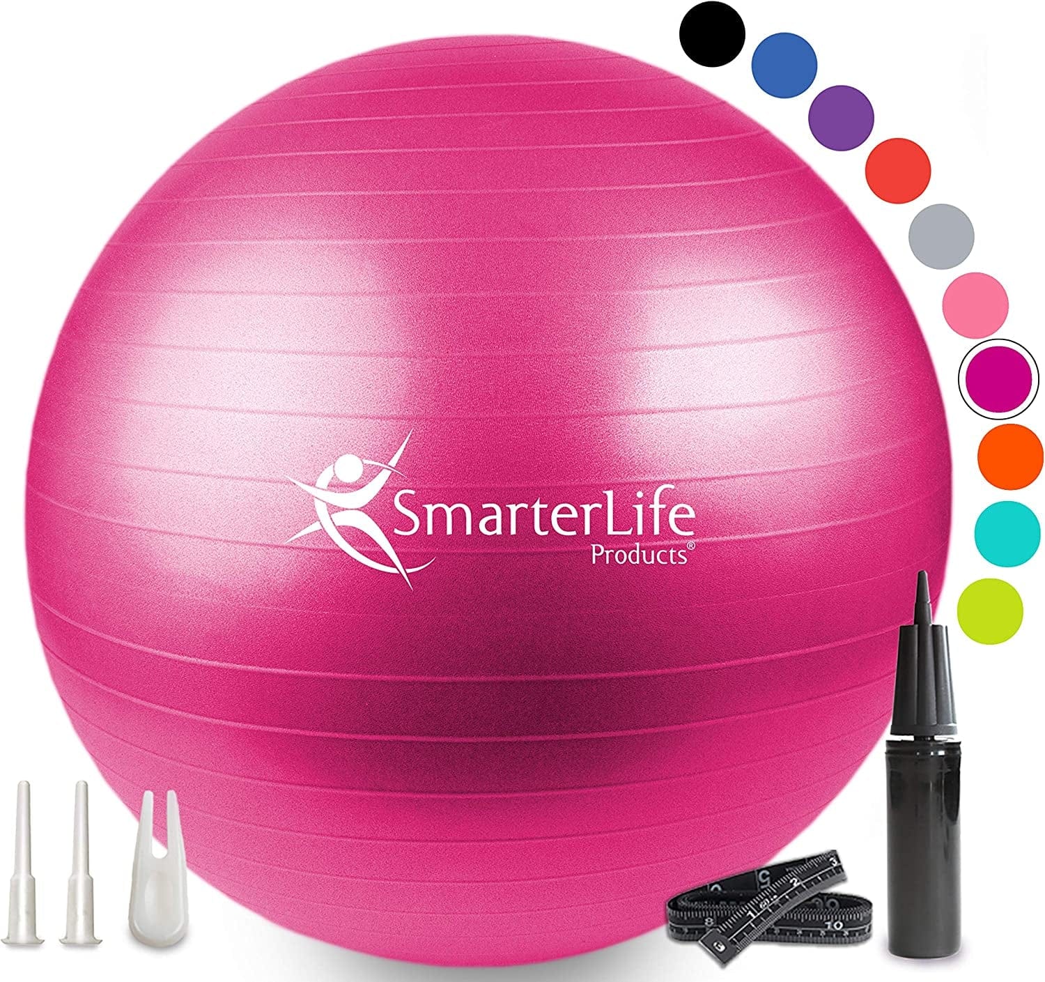 Smarterlife Workout Exercise Ball for Fitness, Yoga, Balance, Stability, or Birthing, Great as Yoga Ball Chair for Office or Exercise Gym Equipment for Home, Premium Non-Slip Design