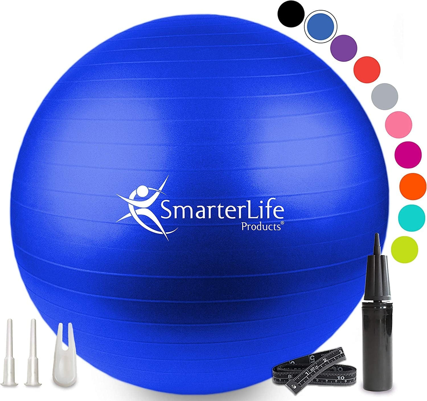 Smarterlife Workout Exercise Ball for Fitness, Yoga, Balance, Stability, or Birthing, Great as Yoga Ball Chair for Office or Exercise Gym Equipment for Home, Premium Non-Slip Design