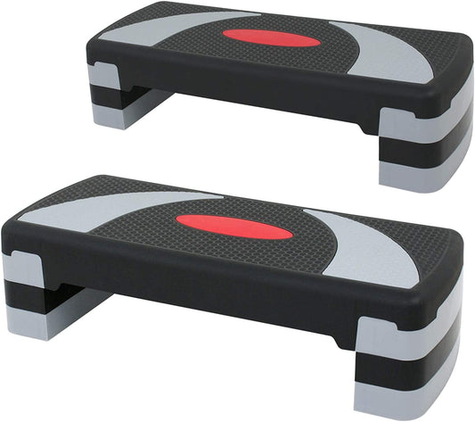 Smartxchoice 30'' Adjustable Workout Aerobic Stepper Fitness Step Platform 4" - 6" - 8" Exercise Aerobic Platform Stepper W/Risers for Home Gym … (Set of 2)