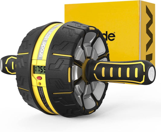 SNODE Ab Wheel Roller, Abs Workout Equipment for Abdominal & Core Strength Training, Exercise Wheels Smooth Rebound, Ab Machine Wide Fitness Wheels with Knee Pad, Home Gym Equipment for Men and Women