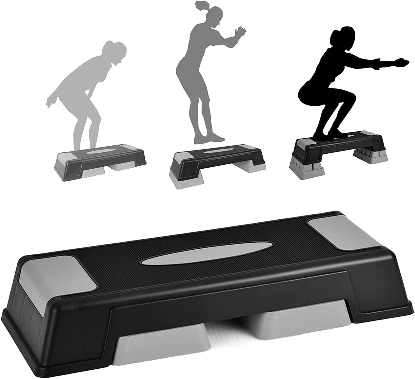 SPORFIT Aerobic Step Platform for Exercise W/Risers,Workout Step Height Adjustable 5"-7"-9",Fitness Step 450Lbs Capacity,Non-Slip Exercise Step Deck for Home/Gym…