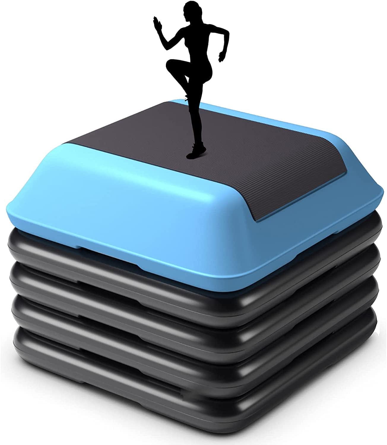 SPORFIT Step Platform W/Risers,Aerobic Steppers for Exercise 5 Level 4”-6”-8”-10”-12” Height Adjustment,Non-Slip Step up Exercise Platform,Workout Fitness Step