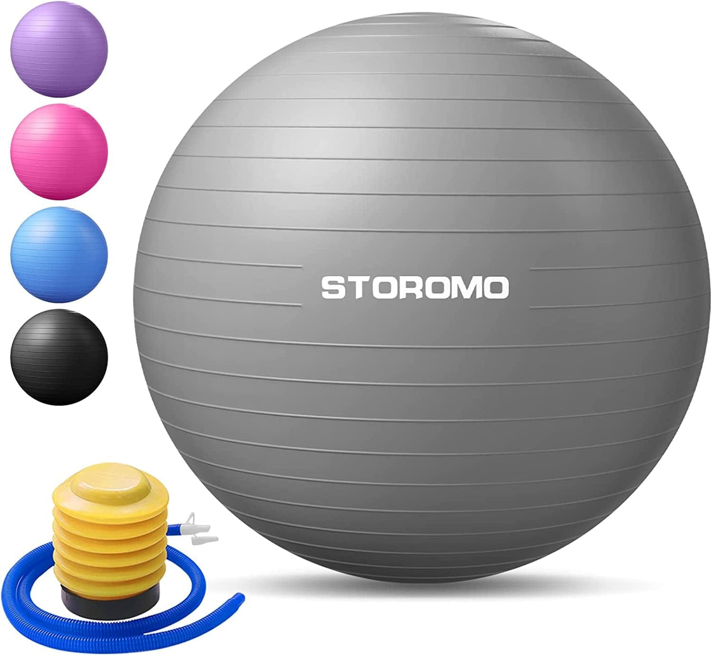 STOROMO Exercise Ball (45Cm-95Cm),Yoga Ball ,Pilates Ball,Medicine Balls for Exercise,Yoga Ball Chair,Extra Thick anti Burst,For Balance Stability Workout,Pregnancy Birthing and Physical Therapy
