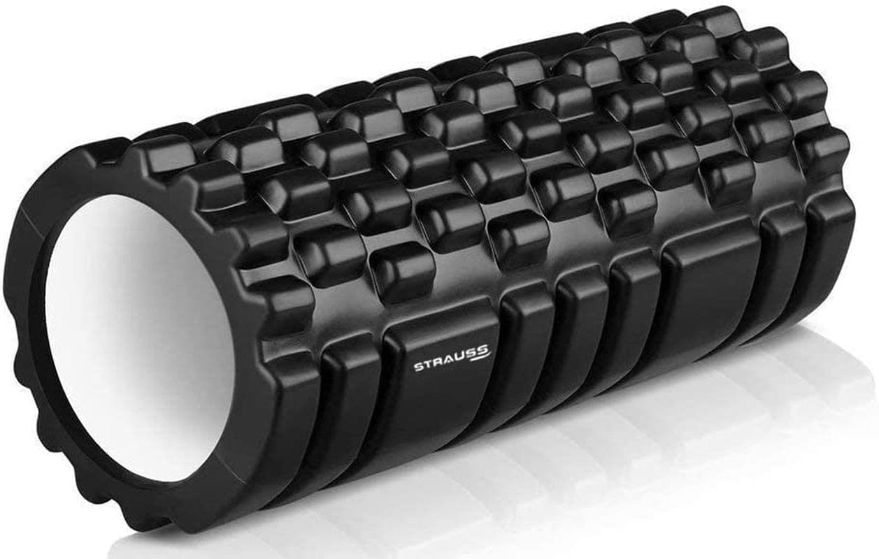STRAUSS Deep Tissue Massage Foam Roller, 45 Cm, (Black)