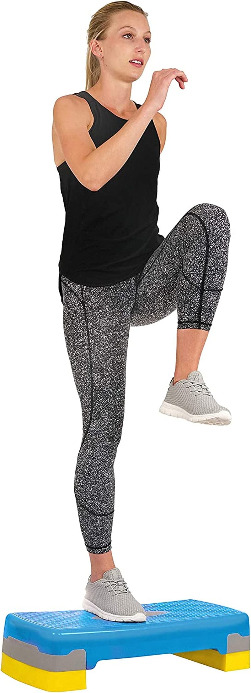 Sunny Health & Fitness Aerobic Step Platform Exercise Workout Board with Adjustable Height Risers