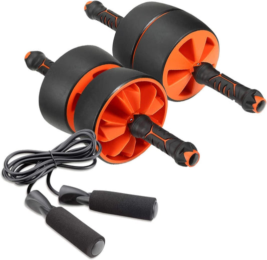 TFE Adjustable Ab Roller - Reversible Ab Exercise Wheel with Nonslip Handle, Fat Tires for Stability - Ideal for Core Exercises, Bodyweight Home Workouts - Jump Rope Included - Made in Taiwan