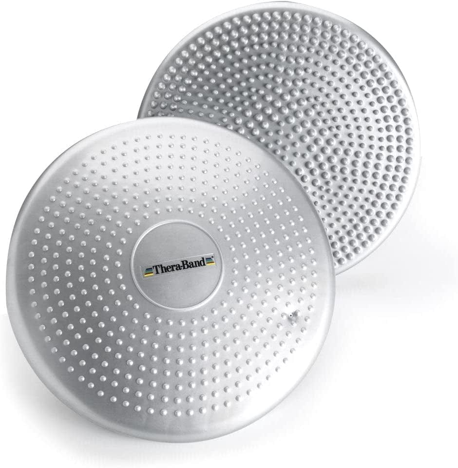 THERABAND Stability Disc for Balance Training, Pre-Inflated Balance Trainer, round Core Cushion for Office Chair, round Sport Stability Trainer, Physical Therapy Equipment to Improve Posture, Silver