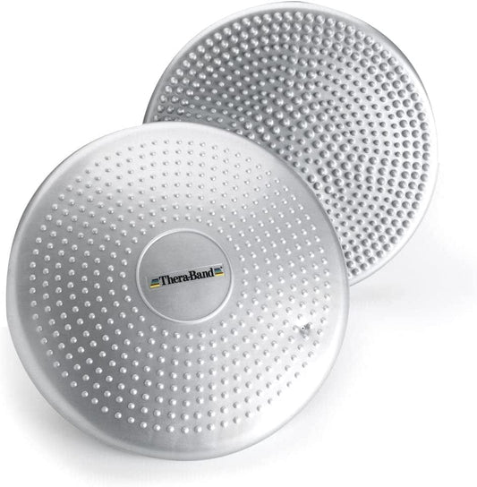 THERABAND Stability Disc for Balance Training, Pre-Inflated Balance Trainer, round Core Cushion for Office Chair, round Sport Stability Trainer, Physical Therapy Equipment to Improve Posture, Silver