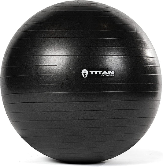Titan Fitness Exercise Stability Ball Black 65Cm Yoga Pilates anti Burst W/Pump