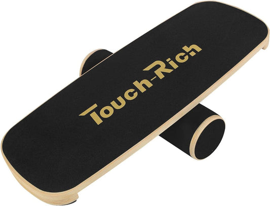 Touch Rich Handmade Glaze Painting Wooden Surf Balanced Core Training Board with 15.7In Yogo Roller