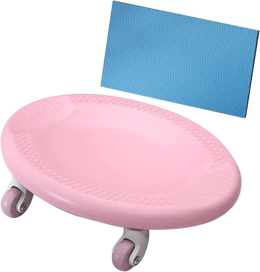 TRB Ab Machine Exercise Equipment Ab Wheel Roller with Knee Mat, Ab Roller Wheel for Men and Women, Home Workout Equipment Sliding Disc Fitness Mute Gym Equipment for Adults (Color : Pink)