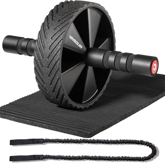 Vinsguir Ab Roller Wheel Kit- Ab Workout Equipment with Resistance Bands & Knee Mat，Exercise Roller for Core Strength Training & Home Gym Fitness, Abdominal Carver Machine for Men & Women