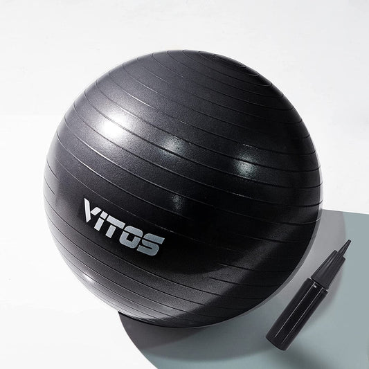 Vitos anti Burst Exercise Yoga Ball | Extra Thick Non Slip Supports 2200LB for Fitness Stability Birth Balance Pilates Workout Guide Quick Pump Included Professional Quality Design