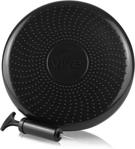 Vive Wobble Cushion - Inflatable Balance Disc Seat - Fitness Core Stability Trainer Wiggle Pad for Office Chair, Rehab, Isokinetics, PT - Kids Adult Workout Sensory Seat Equipment with Exercise Book