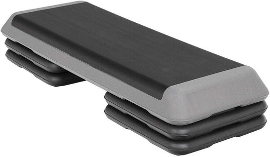 Yanika 43'' Adjustable Exercise Aerobic Step Fitness Stepper W/Risers 4Inch - 6Inch - 8Inch Workout Step Platform Exercise Fitness Workout Stepper Home, Grey