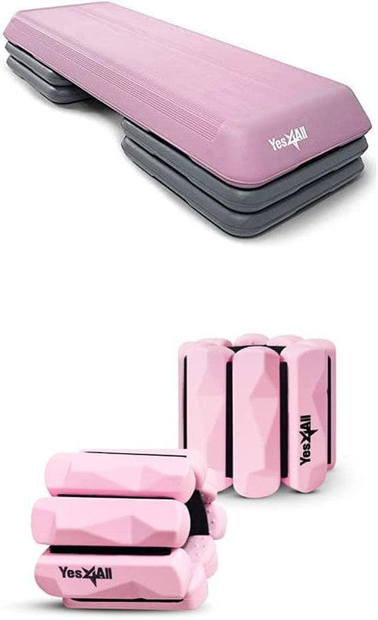 Yes4All Aerobic Exercise Workout Step Platform Health Club Size with 4 Adjustable Risers Included and Extra Risers Options