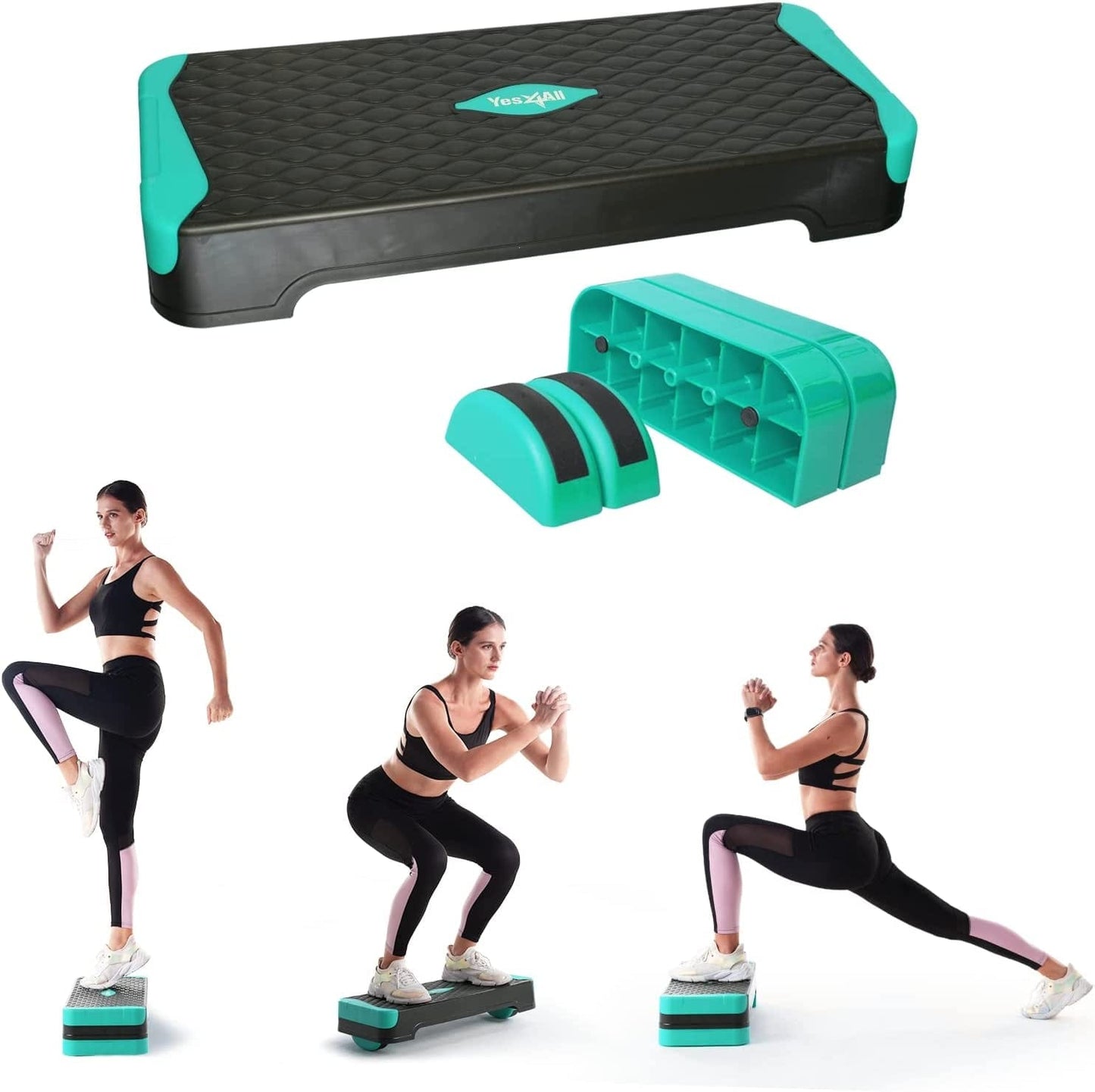 Yes4All Multifunctional Aerobic Stepper, Extra Half round Legs, 4'' 6'' Adjustable Step Aerobics Platform for Workout, Step & Balance Exercise
