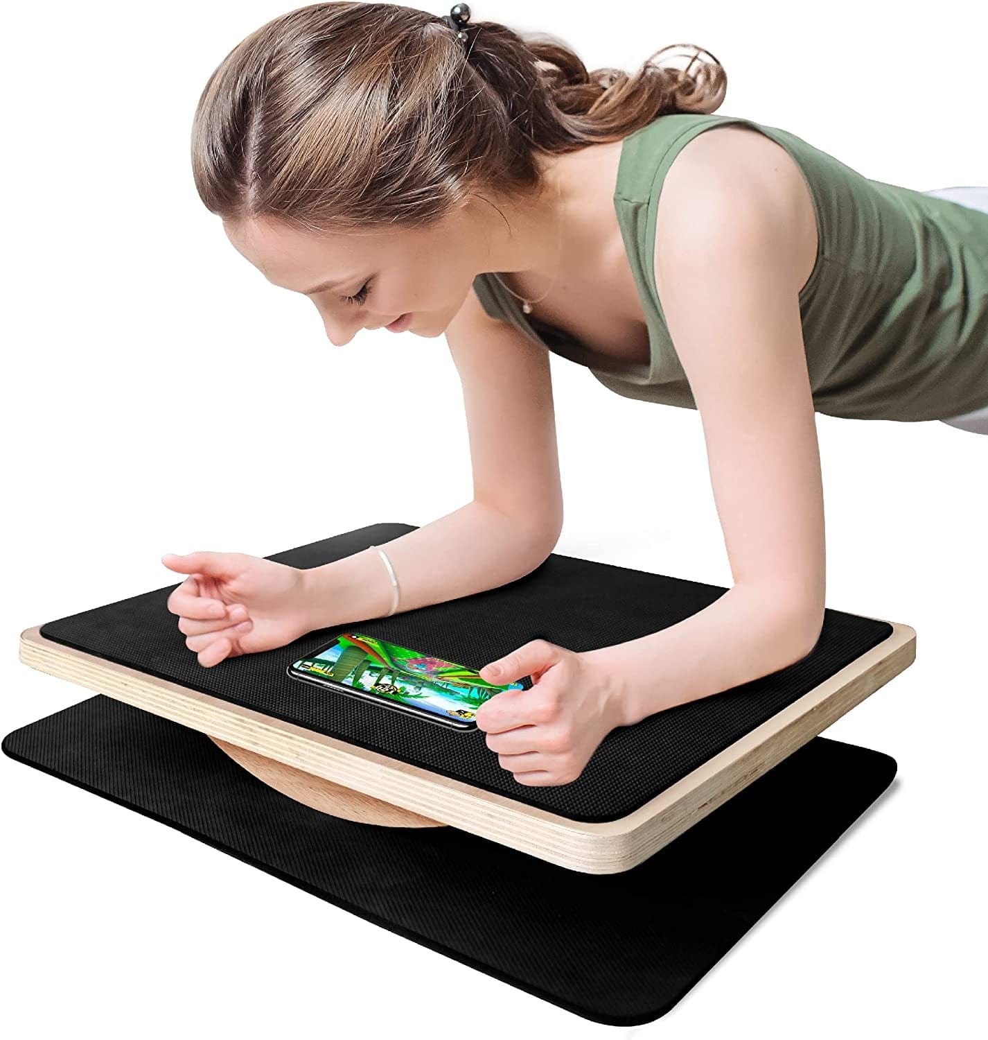 Yes4All Professional Rocker Balance Board for Physical Therapy - 17.5” Rocker Board, Rocker Wooden Balance Board for Standing Desk & Rehabilitation Exercises, Support up to 350Lbs