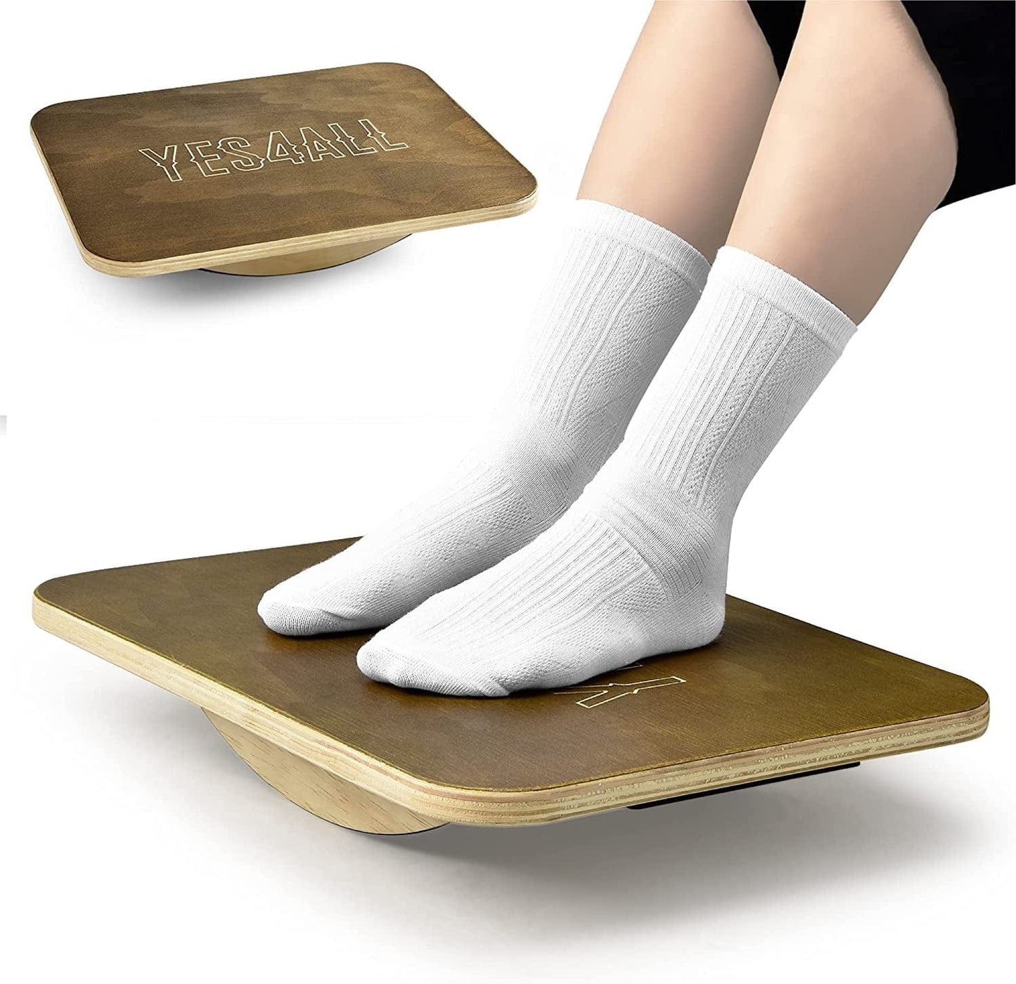 Yes4All Professional Rocker Balance Board for Physical Therapy - 17.5” Rocker Board, Rocker Wooden Balance Board for Standing Desk & Rehabilitation Exercises, Support up to 350Lbs