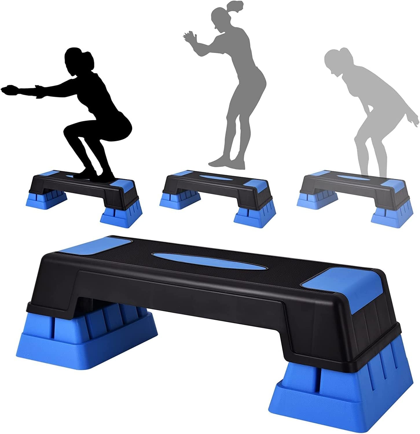 Zimbala 30" Aerobic Stepper with Risers, Workout Fitness Exercise Step Platform, Non-Slip Surface, 5"-7"-9" Levels Height Adjustable, Exercise Equipment Stepper for Gym, Home and Office