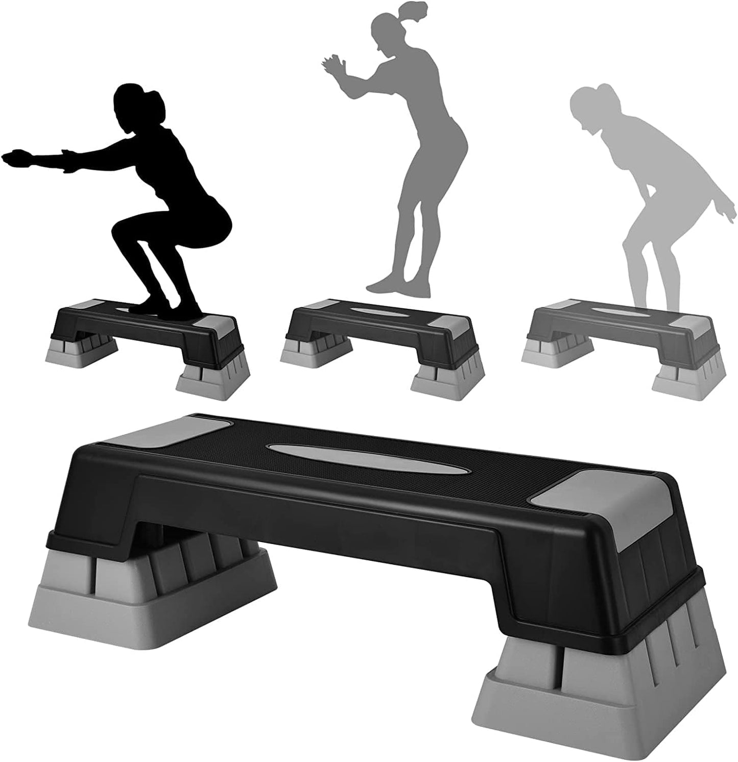 Zimbala 30" Aerobic Stepper with Risers, Workout Fitness Exercise Step Platform, Non-Slip Surface, 5"-7"-9" Levels Height Adjustable, Exercise Equipment Stepper for Gym, Home and Office