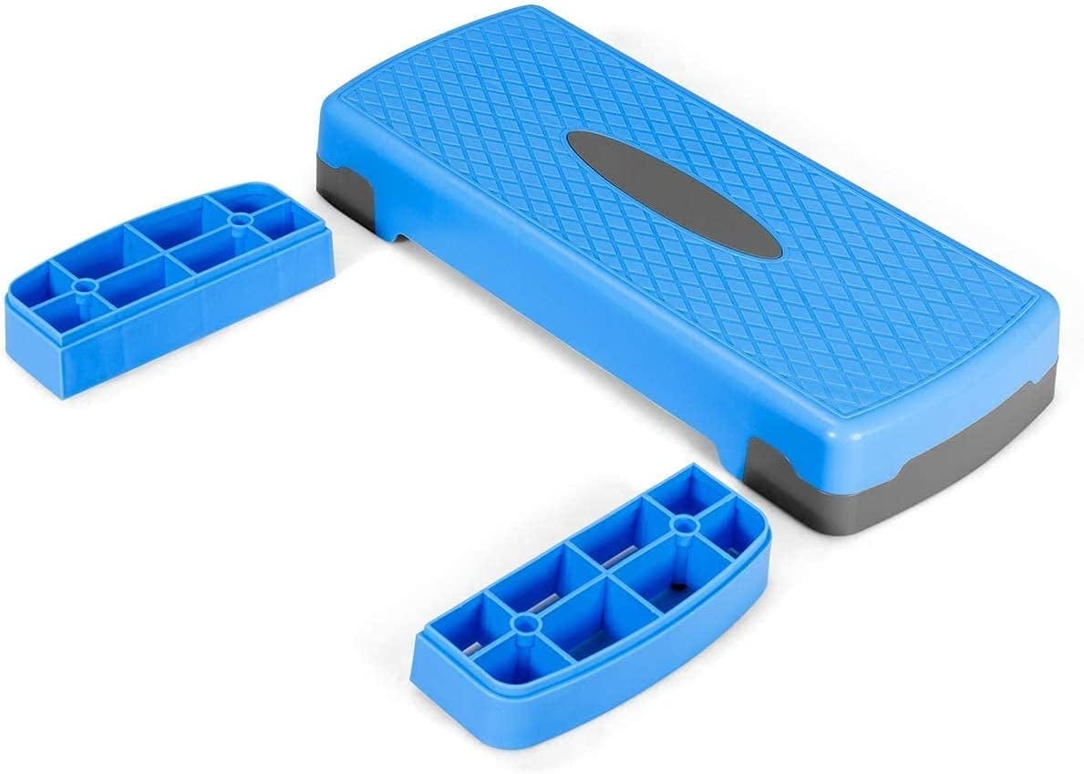 Zimbala Adjustable Workout Step Platform, Exercise Aerobic Step Deck of Shock-Absorb Function, Fitness Rhythmic Pedal Trainer W/Non-Slip Surface, Training Stepper Suitable for Home & Gym (Blue)